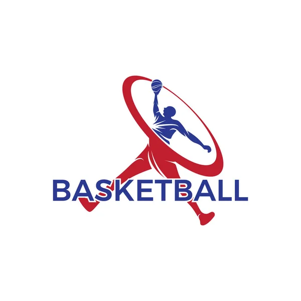 シンプルな現代バスケットボール選手ロゴベクトルテンプレート — ストックベクタ