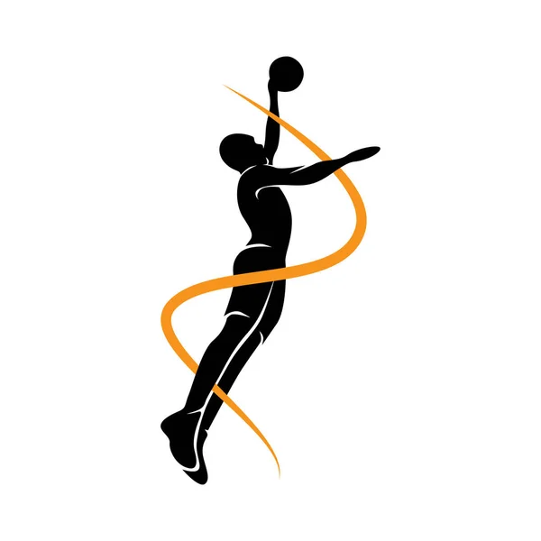 Plantilla Simple Jugador Baloncesto Moderno Logo Vector — Vector de stock