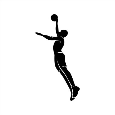 Basketbolcu atlet siluet vektör şablonu