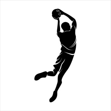 Basketbolcu atlet siluet vektör şablonu