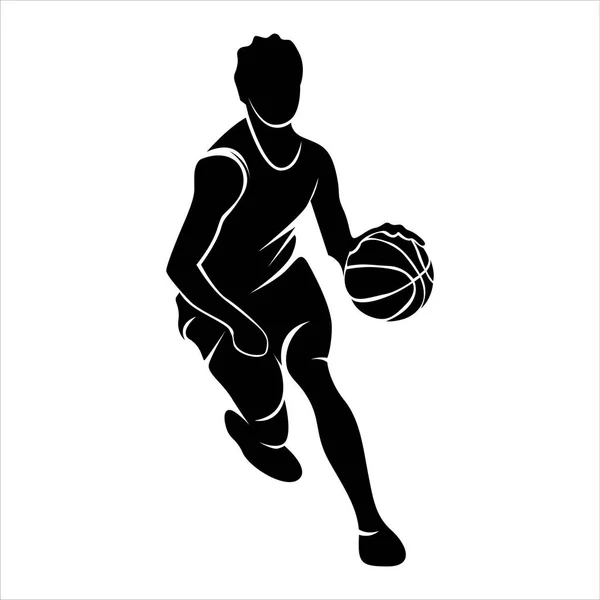 Basketbalista Atlet Silueta Vektor Šablona — Stockový vektor