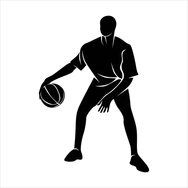 Baloncesto Jugador Atleta Silueta Vector Plantilla — Vector de stock