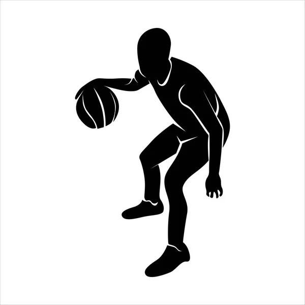 バスケットボール選手シルエットベクトルテンプレート — ストックベクタ