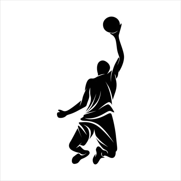 Basketbalista Atlet Silueta Vektor Šablona — Stockový vektor