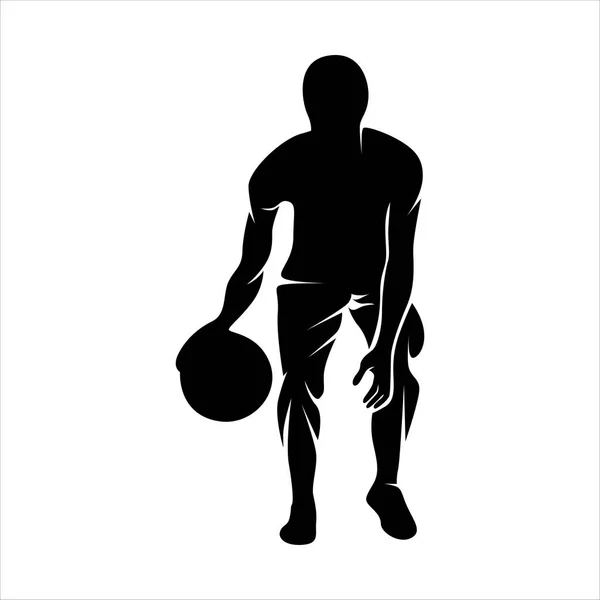 Basketbolcu Atlet Siluet Vektör Şablonu — Stok Vektör