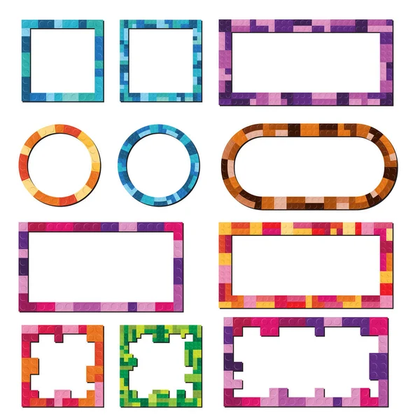 Block Spielzeug Frame Vector Template Bundle Set — Stockvektor
