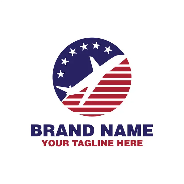 America Travel Tour Logo Met Vliegtuig — Stockvector