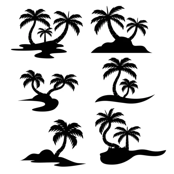 stock vector silhouette of palm tree vector set 02