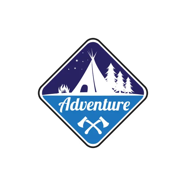 Camping Plein Air Logo Vecteur Modèle — Image vectorielle