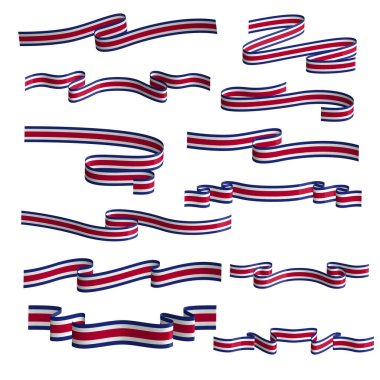 costa rica kurdele bayrak vektör demeti seti