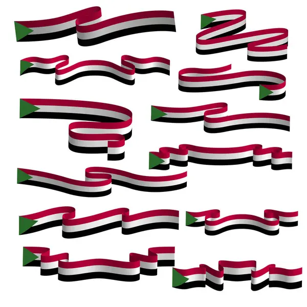 Sudan Ribbon Flag Vector Element — Stock Vector