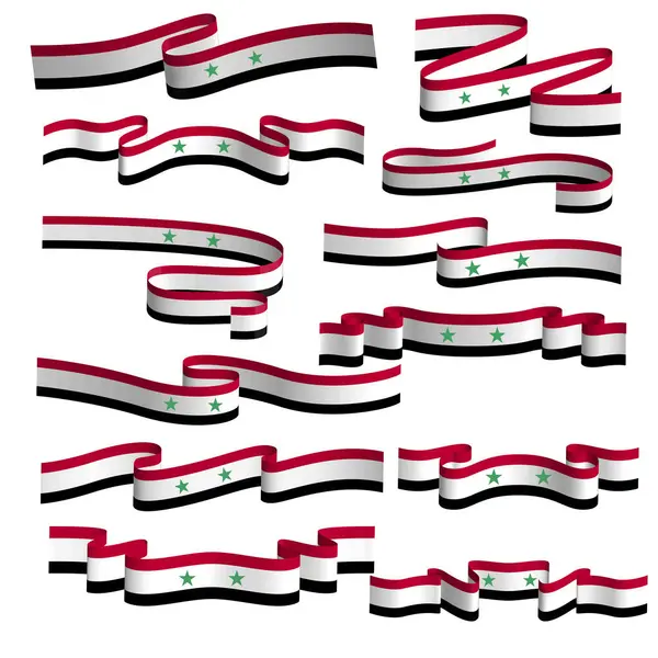 Syria Ribbon Flag Vector Element — Stock Vector