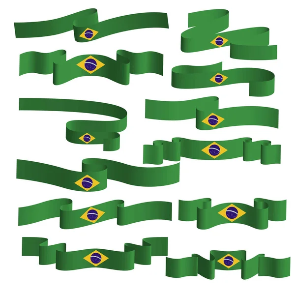 Brasileño Cinta Bandera Vector Elemento Paquete Conjunto Ilustración De Stock