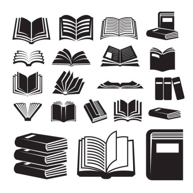 kitap siluet vektör demeti ayarlandı