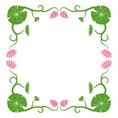 güzel lotus çiçeği bitkisi sınır çerçeve şablonu