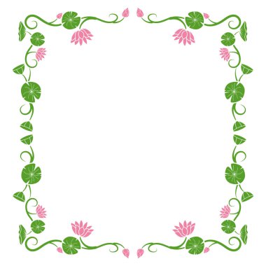 güzel lotus çiçeği bitkisi sınır çerçeve şablonu