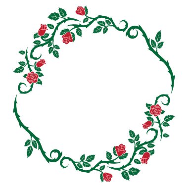 dekoratif yeşil ve kırmızı gül çerçevesi