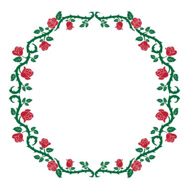 dekoratif yeşil ve kırmızı gül çerçevesi