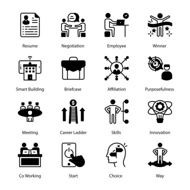 Kriz, Verimlilik, Süreç, Dostluk, Başarısızlık, İş Saati, Uluslararası, Çevrimiçi Banka, Kiralama Komisyoncusu, Capex Büyümesi, Takım, Vergiler, Hedef, İş Başarı, Glifi Simgeleri - Sağlam, Vektörler