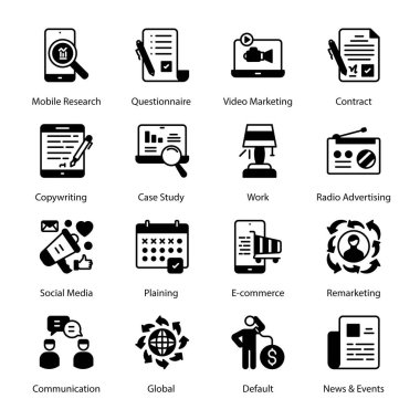 İçerik Yönetimi, Büyüme Trafiği, Yatırım Fikri, Veri Denetleme, Arama Analizi, Site Haritası, Veri Yönetimi, Üretim, Bağlantı Akımı, Kullanıcı Akımı, Glyph Simgeleri - Katı, Vektörler