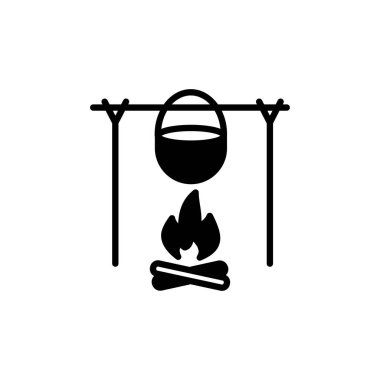 Pot on fire icon in vector. Logotype