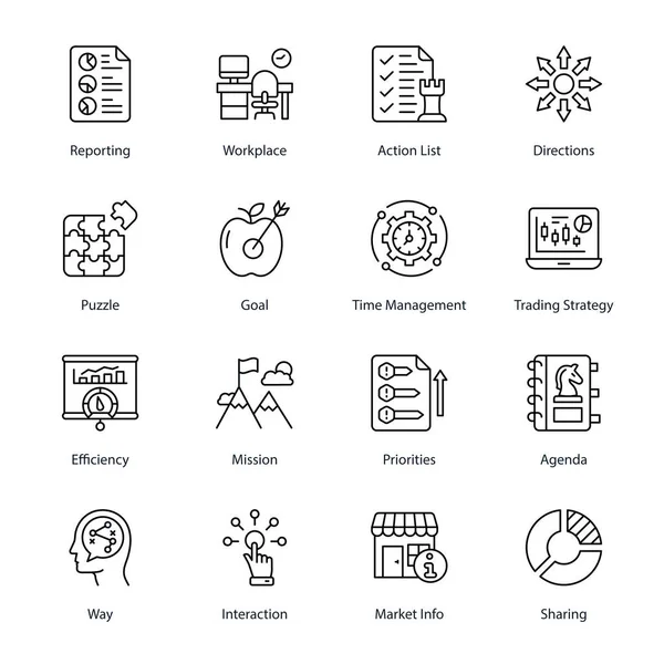 Reporting, Workplace, Action List, Directions, Puzzle, Goal, Time Management, Trading Strategy, Efficiency, Mission, Priorities, Agenda, Way, Interaction,  Outline Icons - Stroked, Vectors