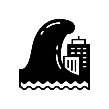 Vektör olarak tsunami simgesi. Logotype