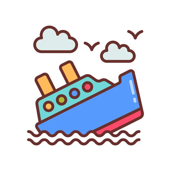 Ship Accidente Icono Vector Logotipo — Vector de stock