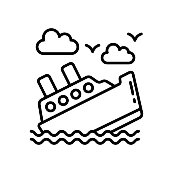 Hajó Baleset Ikon Vektorban Logotípus — Stock Vector