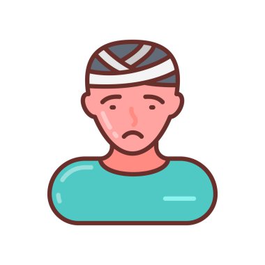 Baş yaralanma ikonu vektörde. Logotype