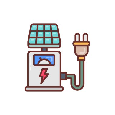 Şarj İstasyonu simgesi vektörde. Logotype