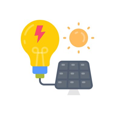 Vektör olarak Güneş Elektriği simgesi. Logotype