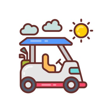 Vektör olarak Güneş Golf Arabası simgesi. Logotype
