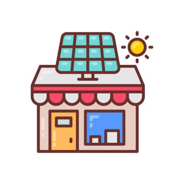 Solar Powered Shop icon in vector. Logotype clipart