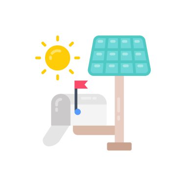 Vektör içinde güneş enerjili posta kutusu simgesi. Logotype