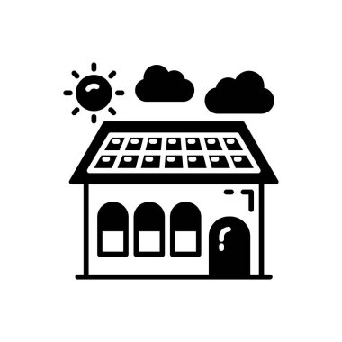 Vektör içinde güneş PV çatı simgesi. Logotype