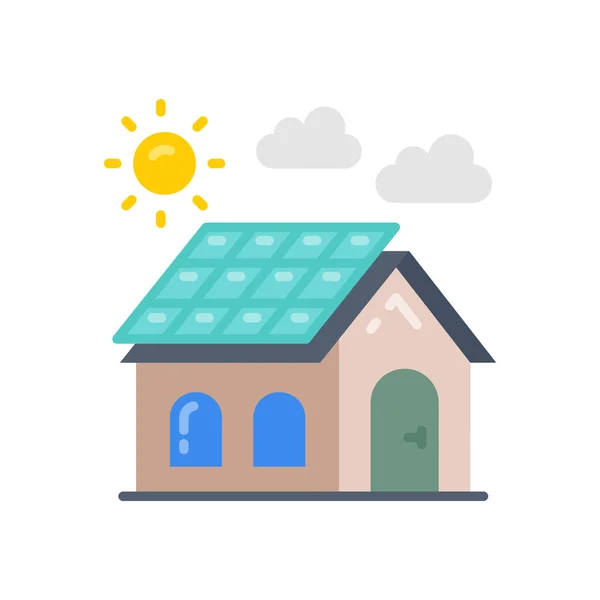 Solar House Vektör Simgesi Logotype — Stok Vektör