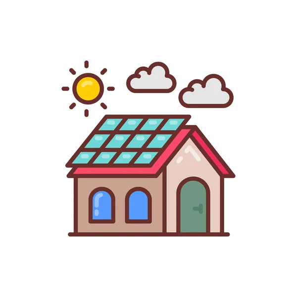 Ícone Casa Solar Vetor Logotipo — Vetor de Stock