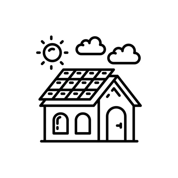 Icône Maison Solaire Vecteur Logotype — Image vectorielle