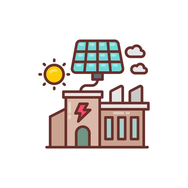 Icona Solar Powered Factory Vettore Logotipo — Vettoriale Stock