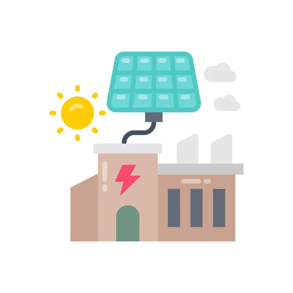 Solarbetriebene Fabrik Symbol Vektor Logotyp — Stockvektor