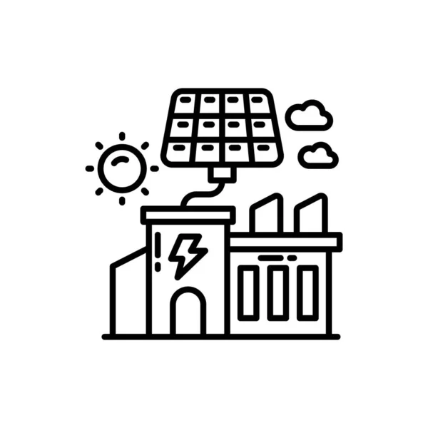 Icona Solar Powered Factory Vettore Logotipo — Vettoriale Stock