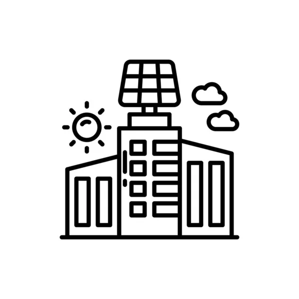 Solarbetriebene Gebäude Symbol Vektor Logotyp — Stockvektor