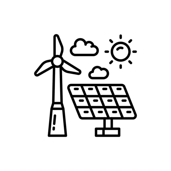 Иконка Солнечной Энергии Ветра Векторе Логотип — стоковый вектор