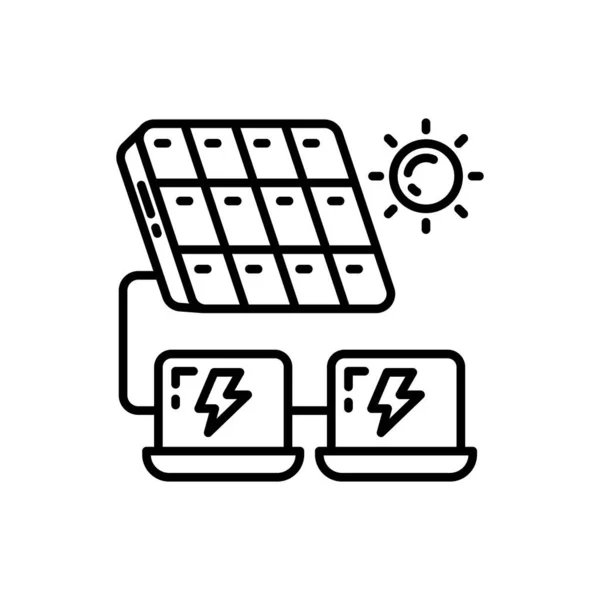 Laptop Solar Charging Symbol Vektor Logotyp — Stockvektor