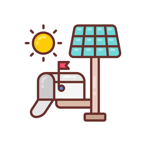 Solarbetriebene Briefkasten Symbol Vektor Logotyp — Stockvektor