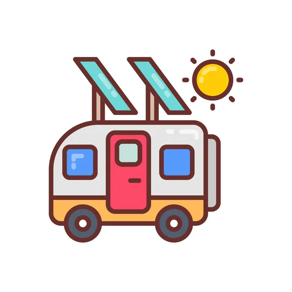 Icono Camper Solar Vector Logotipo — Vector de stock