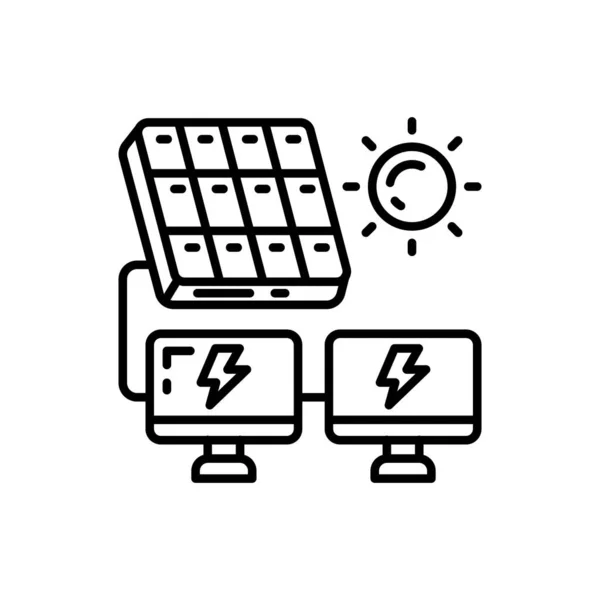Icono Ordenador Con Energía Solar Vector Logotipo — Vector de stock
