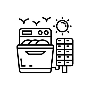 Vektör olarak Solar Bulaşık makinesi simgesi. Logotype