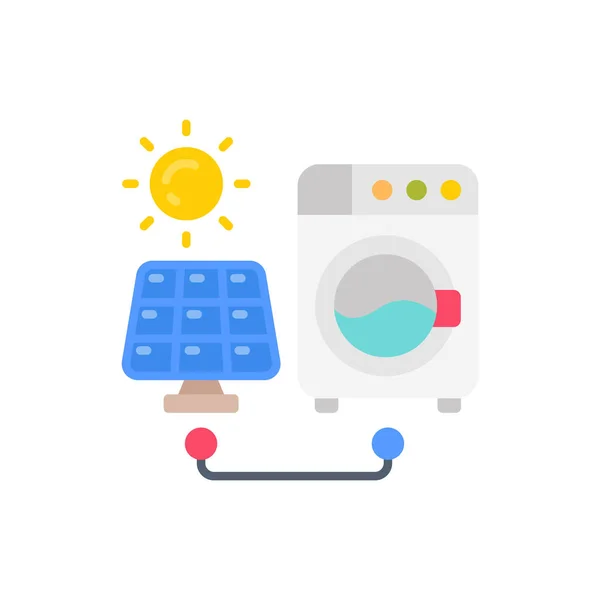 Solarbetriebene Waschmaschine Symbol Vektor Logotyp — Stockvektor